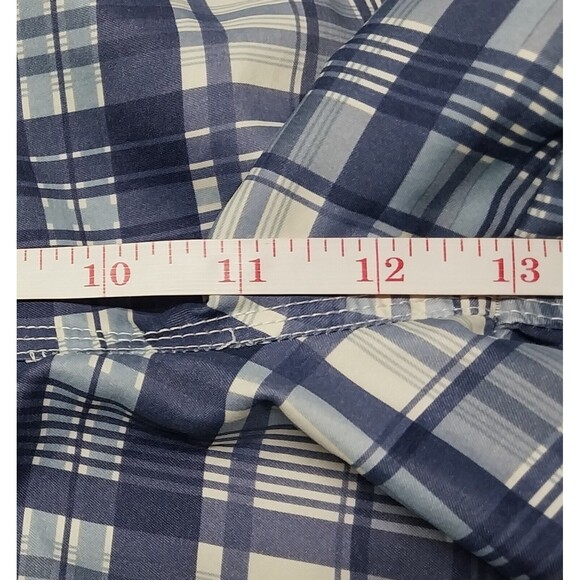 Izod Mens Swim Trunks Size Medium Blue White Plaid NO LINING Read Description - Picture 9 of 16